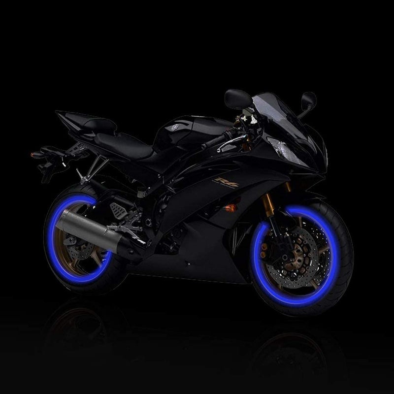 Leasinder 16pcs 17-19'' Reflective Wheel Rim Stripe Decal Sticker for Motorcycle Wheels Car Cycling Bike Bicycle Night Safety Decoration Stripe Universal Reflective Rim Stickers (Style 1 Blue) - Image 5